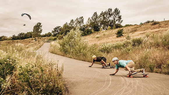 Adam Colton, Daniel Fissmer, Loaded Boards, Eurostoke, Hands down, paragliding, Longboard
